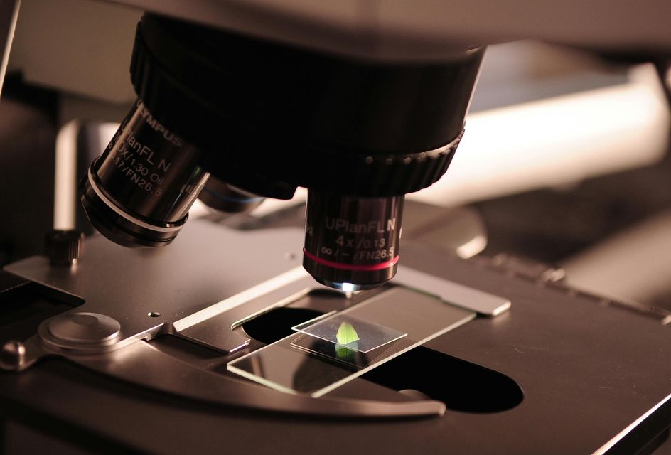 Microscope in a laboratory.