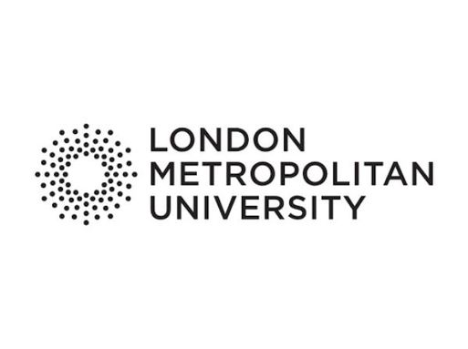 A logo showing a circular graphic made up of dots and text next to it reading "London Metropolitan University"